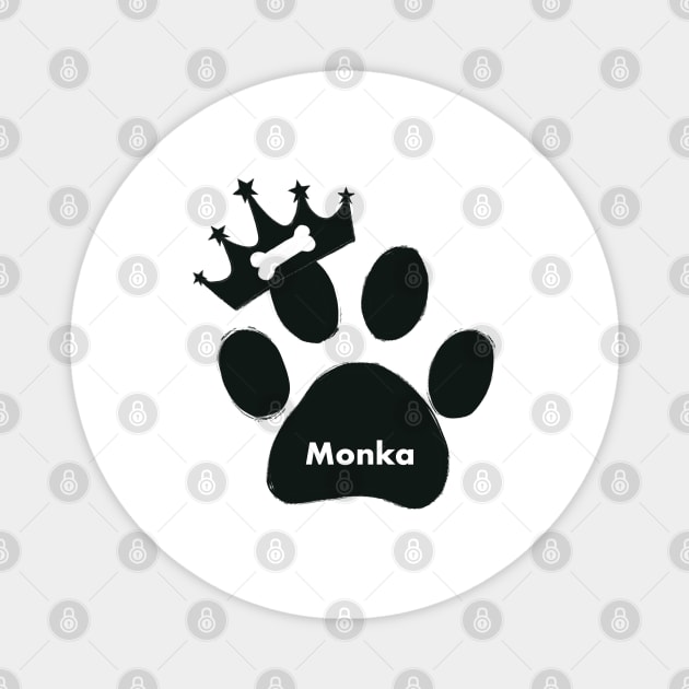 Monka name made of hand drawn paw prints Magnet by GULSENGUNEL